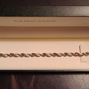 10k rose gold and sterling silver diamond bracelet
